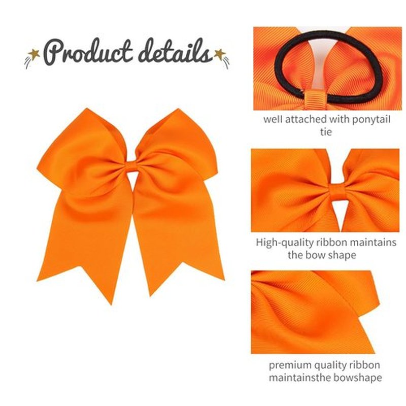 30PCS 8" Large Cheer Bows Hair Bows Ponytail Holder Handmade for Girls Teens Softball Cheerleader Sports (Orange)