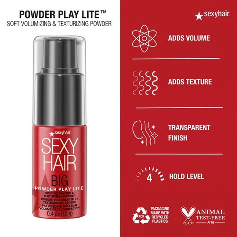 SexyHair Big Powder Play Lite - Soft Volumizing & Texturizing Powder, 0.4 Oz | Lightweight & Invisible Finish