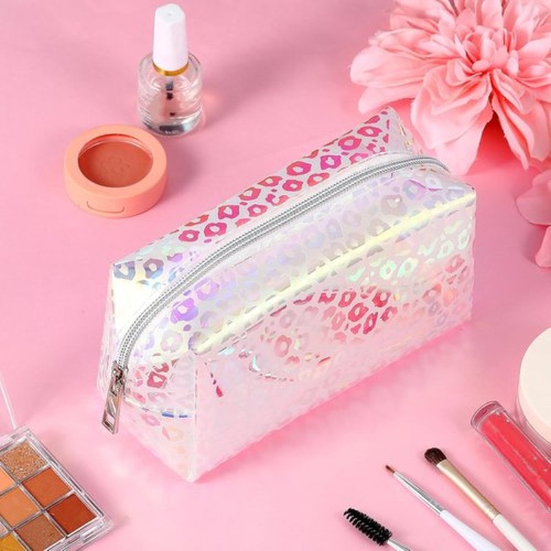Boao Holographic Makeup Bag Set - Iridescent Glitter Travel Cosmetic Pouches | Zipper Toiletry Organizer, 2 Pcs