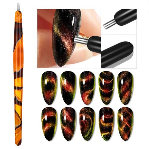 MOLILON 29 Pieces Cat Eye Magnet for Nails Cat Eye Gel Nail Polish Magnet Round Magnet Beads 3d Cat Eye Nail Magnetic Nail Polish Tool Cat Eye Magnet Stick for Nail Art Accessories