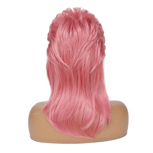 Cariniss Mullet Wig for Women Shoulder Length Synthetic Cosplay Wig 80s Wigs Halloween Cosplay Daily Hair Wigs (Pink)