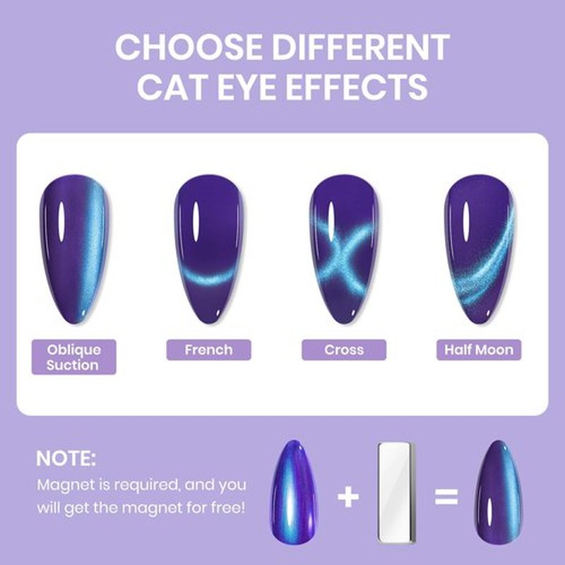 SUPWEE Cat Eye Nail Polish Set, Quick Dry Magnetic Nail Polish Non Gel with Magnet, Multi-Color Holographic Glitter Cateye Nail Lacquer High Glossy DIY Salon Gift for Women Girl