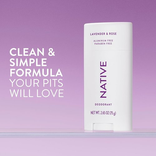 Native Deodorant - Aluminum-Free Lavender & Rose | 72-Hour Odor Control for Men & Women - 2.65oz