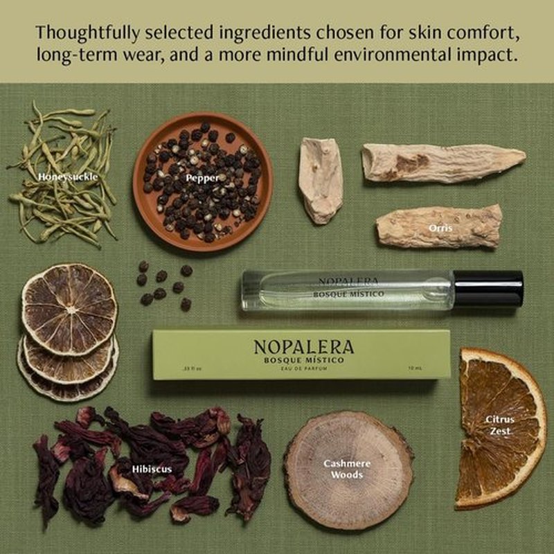 Nopalera Bosque Místico Eau de Parfum Travel Spray - Sweet Spicy Floral Perfume with Hibiscus & Cashmere Woods | 10ml