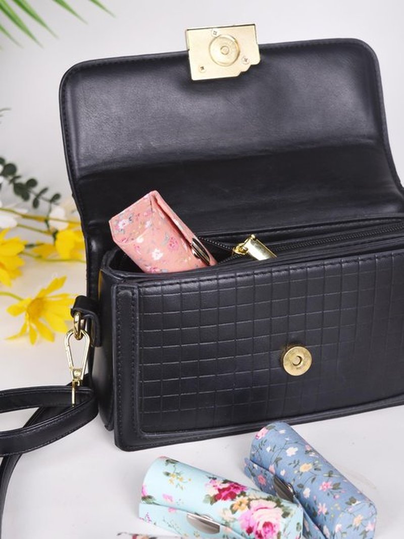 Bleiou 12 Pcs Lipstick Case with Mirror Floral Design Lipstick Holder Flower Printing Lip Stick Box (Pattern A)