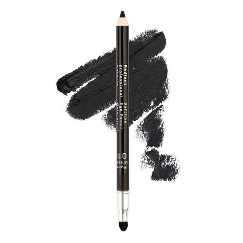 **Radiant Professional Black Waterproof Eyeliner Pencil - Long-Lasting, Smudge-Proof Formula for Smoky Eyes | Includes Smudger Tool**