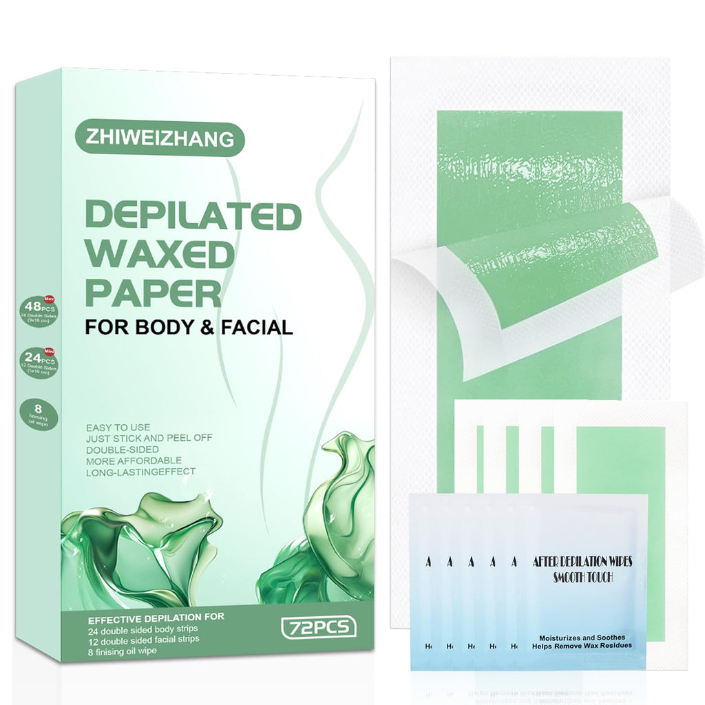 72PCS Wax Strips for Hair Removal - Facial Hair Removal for Women - Waxing Kit for Women, Face, Body, Arms, Legs, Chest, Back