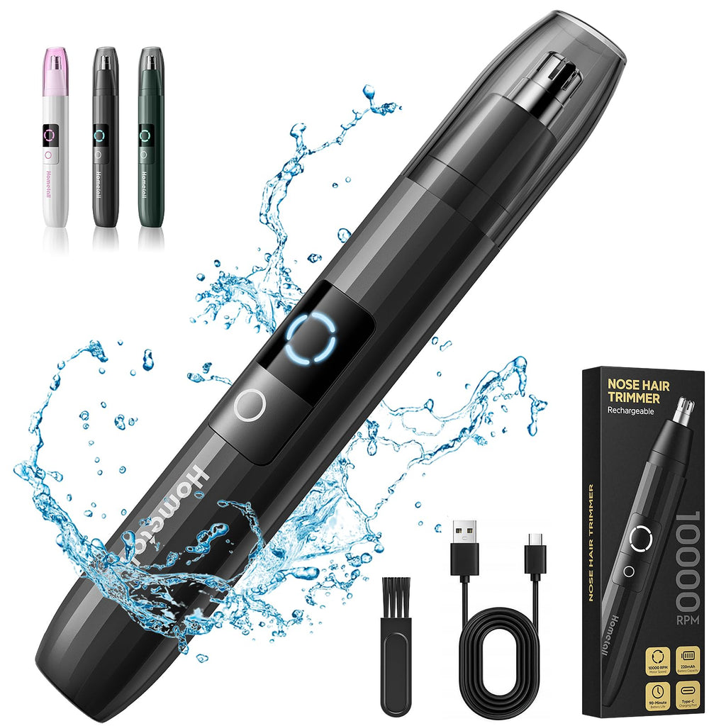 HOMETALL Rechargeable Nose Hair Trimmer for Men Women, Professional Painless Ear Eyebrow & Facial Hair Trimmer - 10,000 RPM Powerful Motor with Dual-Edge Blades, Wet/Dry, Easy to Clean