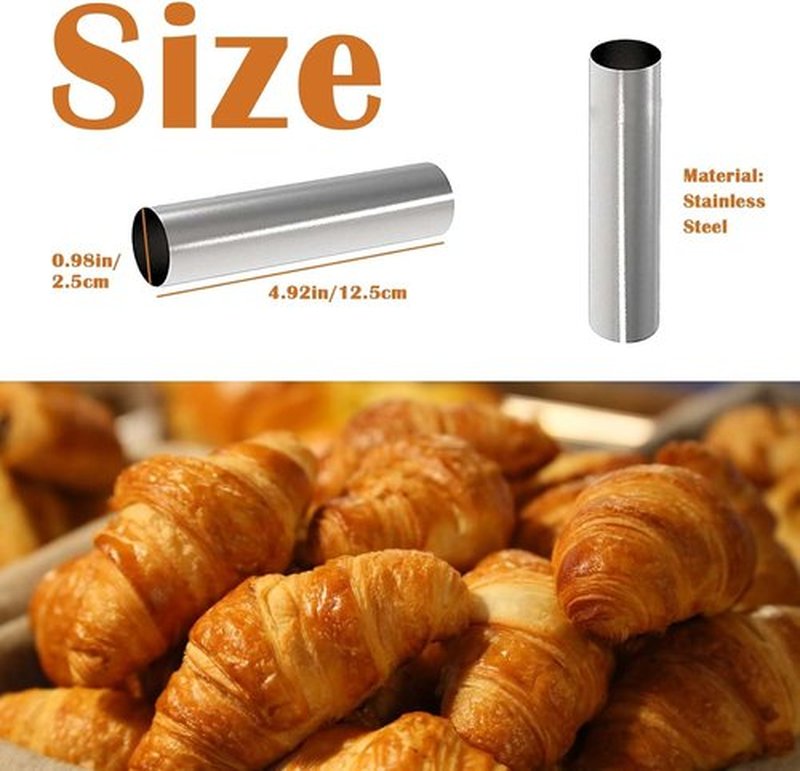 Skiennix Non-Stick Cream Horn Molds - 6 Pcs Stainless Steel Cannoli Tubes Kit | 4.92 Inch Baking Cones