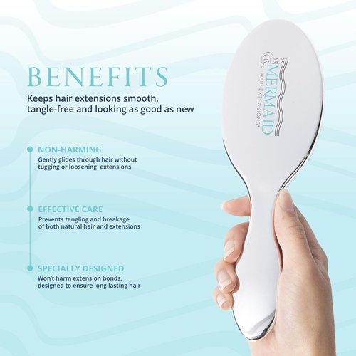 Mermaid Extension Care Boar Bristle Brush, Gentle Hair Extension and Wig Care with Natural Bristles for Smoothing Styling