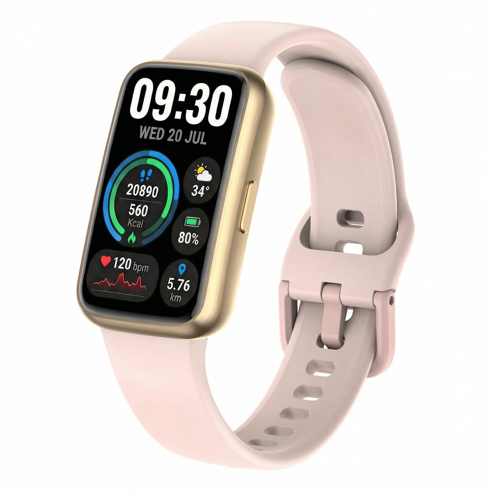 Motivaris Fitness Tracker for Men & Women, 1.47” HD Smart Band, 24/7 Heart Rate & SpO2 Tracking, Sleep Monitor & Step Counter, 100+ Sports Modes, 3ATM Waterproof, Compatible with Android & iOS, Pink