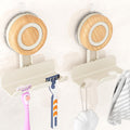 Cinola Razor Holder for Shower 1 Pack, Suction Cup Shaver Holder for Wall, Removable&Reusable Suction Cup Hooks for Bathroom, Damage-Free Suction Shower Hooks, Wall Mounted Razor Stand, Beige