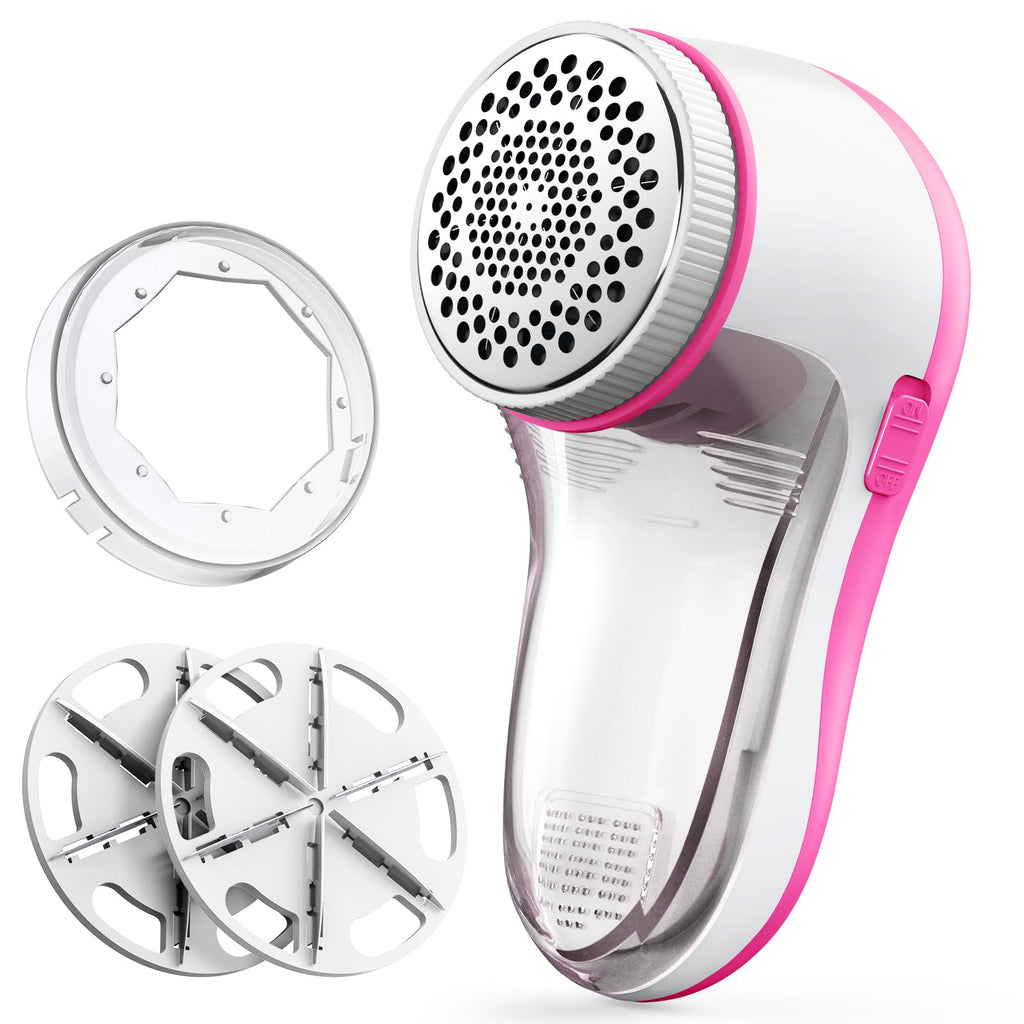 POPCHOSE Fabric Shaver, Lint Remover for Clothes, Electric Lint Shaver with 6-Leaf Blades, Sweater Shavers to Remove Pilling for Clothing, Couch, Furniture, Fuzz, Lint Ball, Bobbles, Pink