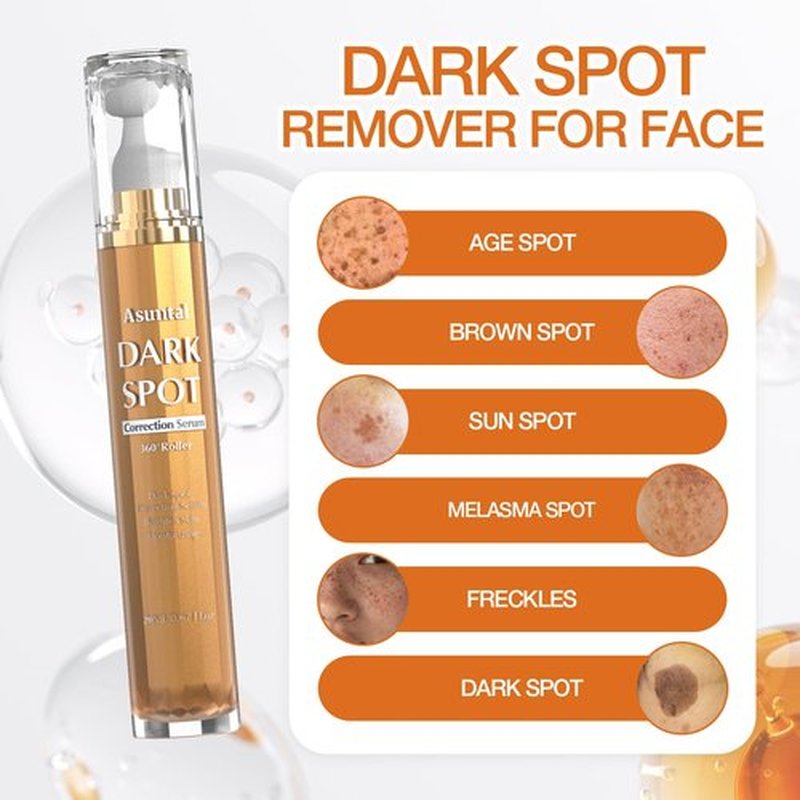 Dark Spot Remover For Face Skin Care Serum, Dark Spot Corrector For Face Age Spot Remover with Massage Roller (0.67 Fl Oz)