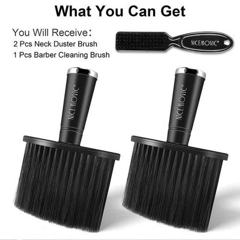 NICEMOVIC 3Pcs Barber Neck Duster, Professional Barber Accessories, Cleaning Supplies, Nylon Brush for Hair Cutting & Styling