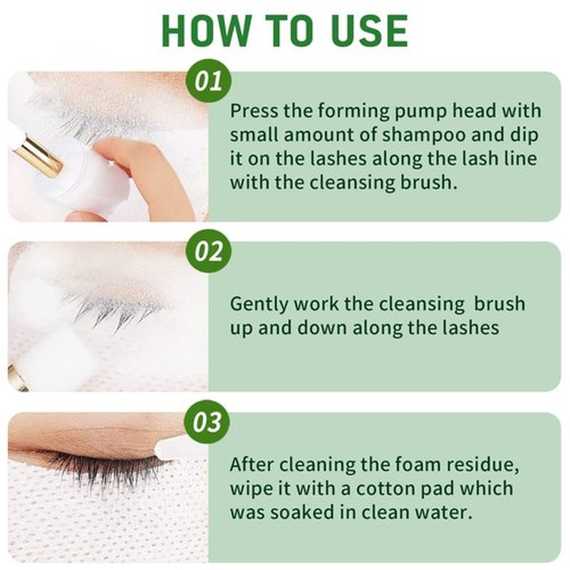 Lash Shampoo Bulk, Eyelash Cleanser for Extensions 2 Liters - 3 Foam Pump Bottles, 3 Lash Cleansing Brushes, Dispenser Pump - Eyelid Foaming Cleanser for Professional Salon and Home Use