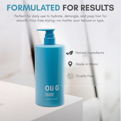 Oli G Total Refresh pH Balancing Hair Conditioner - Lightweight Daily Formula with Marula Oil & Shea Butter - 10 fl oz