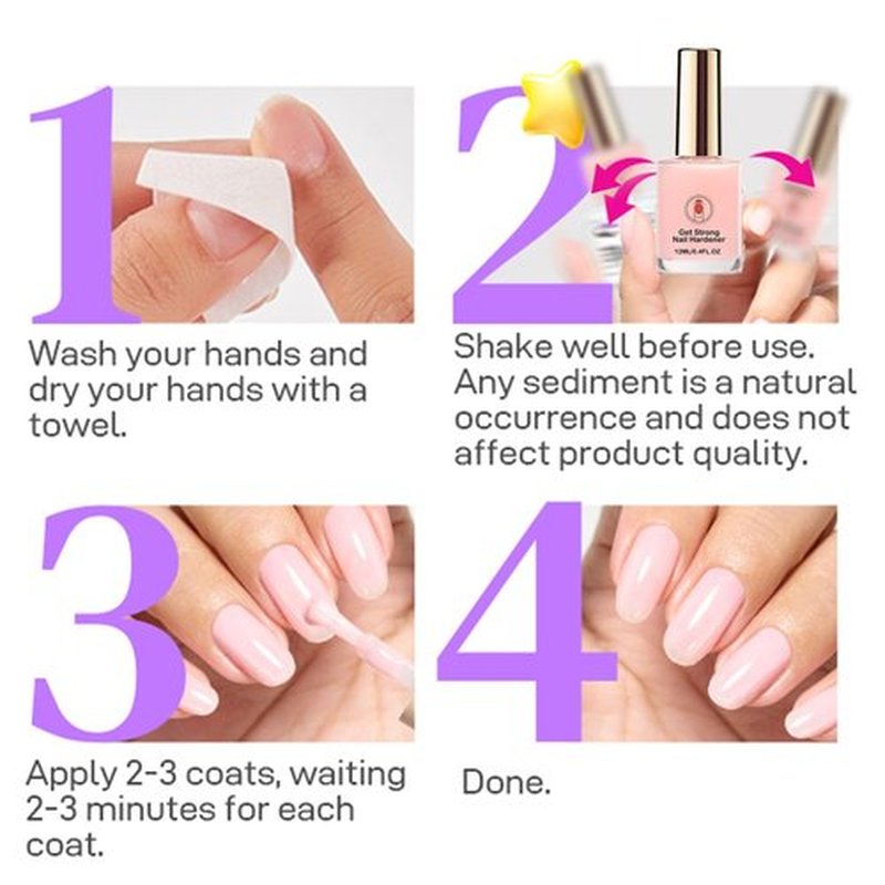 Nail Strengthener for Women, Pink Nail Hardener Extra Strong and Growth, Long-Lasting Quick Dry, Nail Strengthening Polish for Weak Brittle Splitting Damaged Nails, Enhanced Shine 12ML