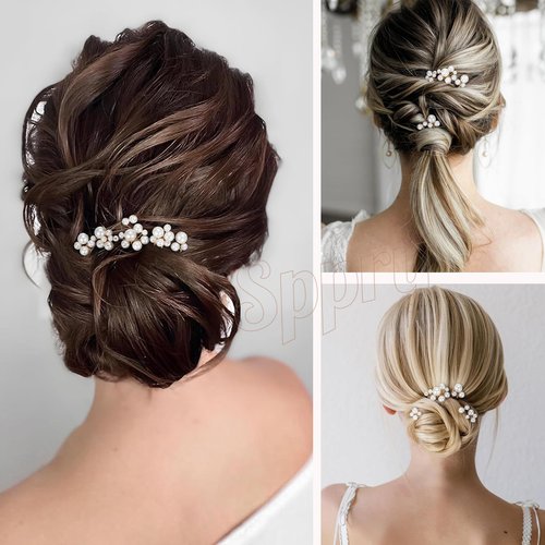 Sppry U Shaped Pearl Wedding Hair Pins for Bridal Women, Set of 9 (Gold)