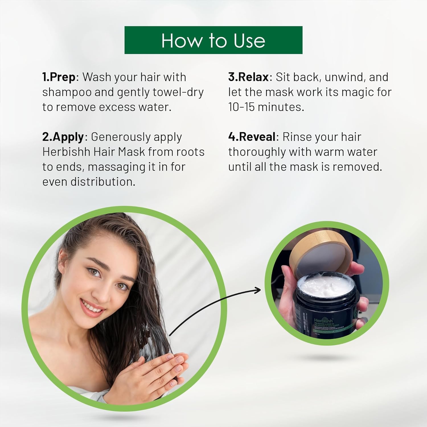 Herbishh Argan Oil & Hair Mask Combo For Deep Conditioning Treatment – Argan Oil for Hair Repair & Frizz Control (30ml) & Argan Hair Mask for Hydration (150ml), Sulfate & Paraben Free