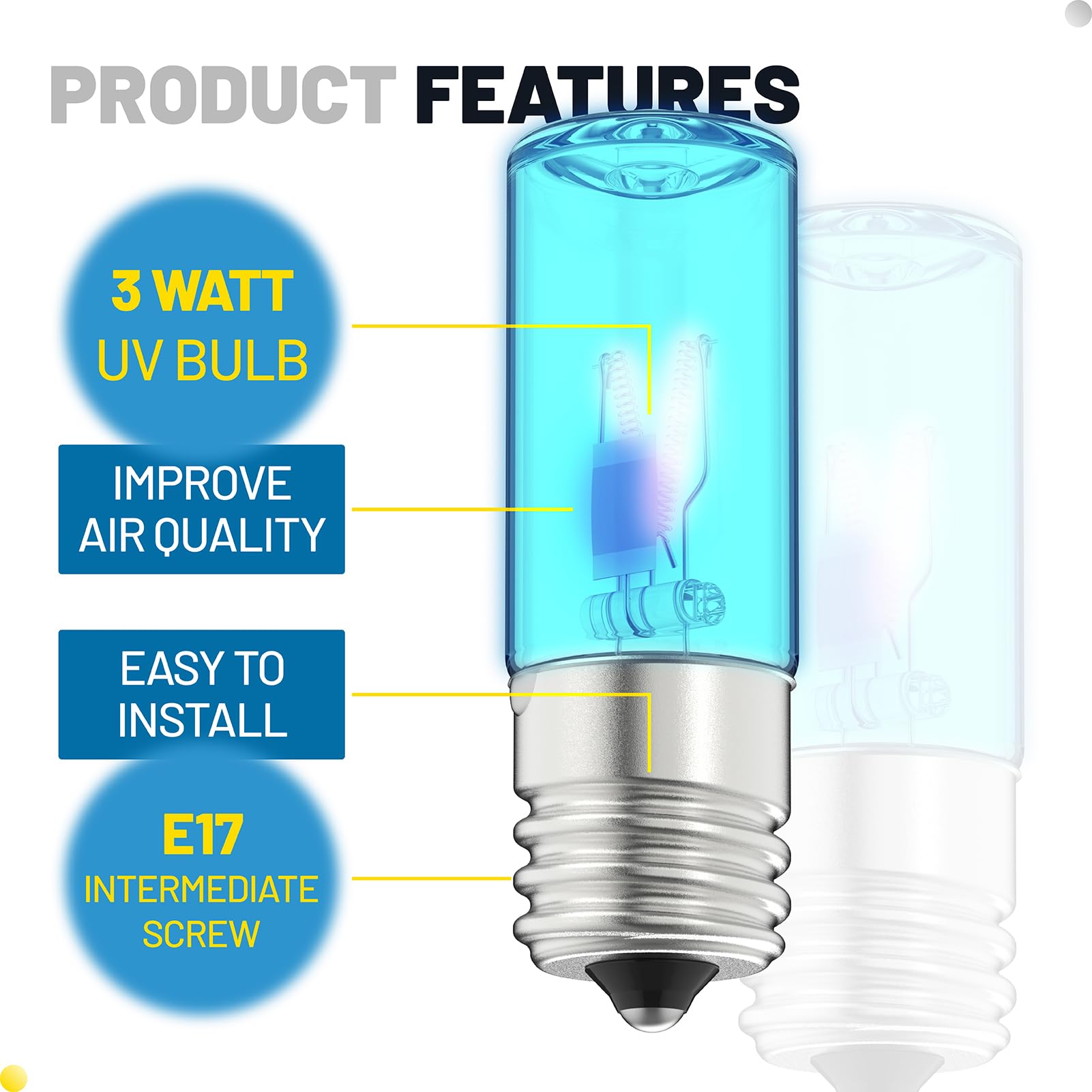 ANTOBLE 3W LB1000 UVC Replacement Bulb Compatible with Germ Guardian GG1100W GG1100B GG1000 GG1000CA AC151 LB-1000 GGH200 661000CA Air Purifiers (6 Pack)