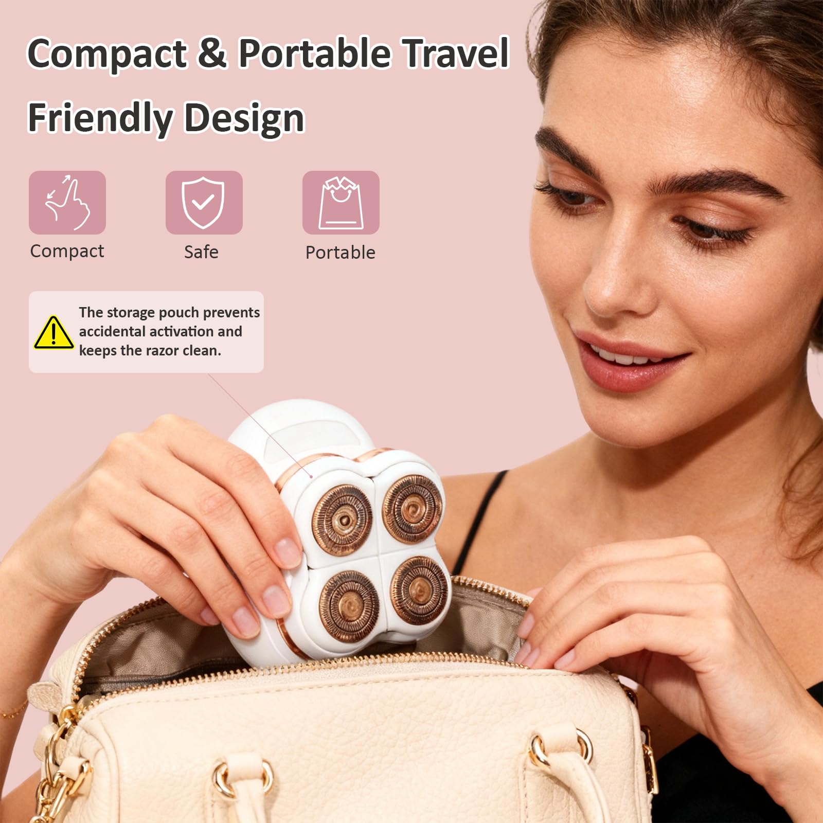 Petyoung Electric Razor for Women, Wet and Dry, Painless and Cordless Lady Shaver, Waterproof Shaver for Face Body Lips Leg Bikini, 4 Floating Heads Rechargeable Body Hair Remover with LED Light