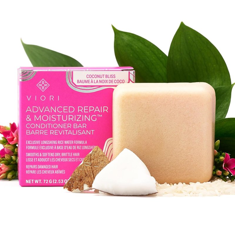 Viori Coconut Bliss Conditioner Bar - Advanced Repair & Moisturizing Formula - All-Natural, Handcrafted with Rice Water & Vitamins