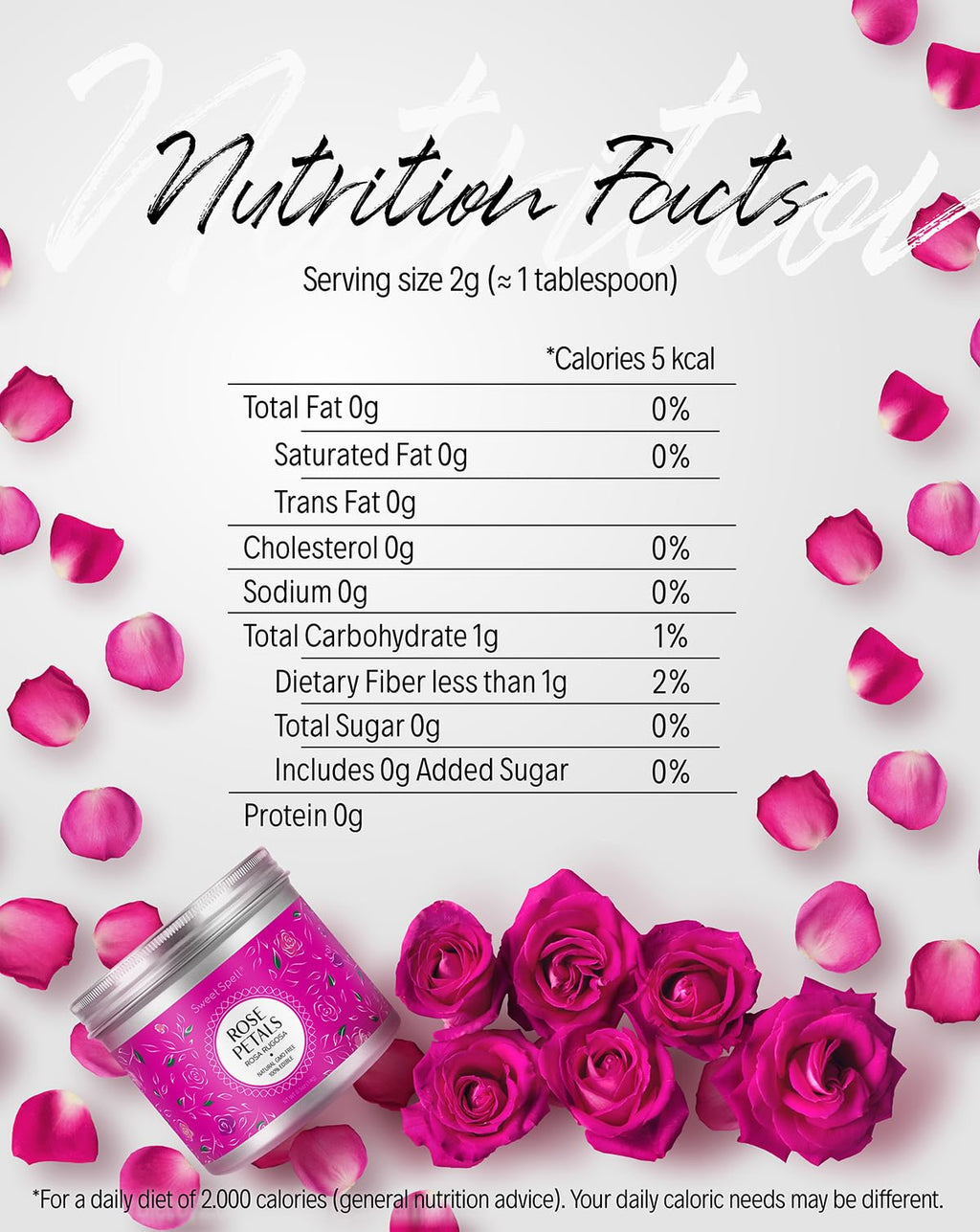 Sweet Spell Dried Rose Petals - Edible Flowers for Drinks, Cocktails, Cake Decorations - Ideal for Tea, Soap & Candle Making - 14g (0.5oz)