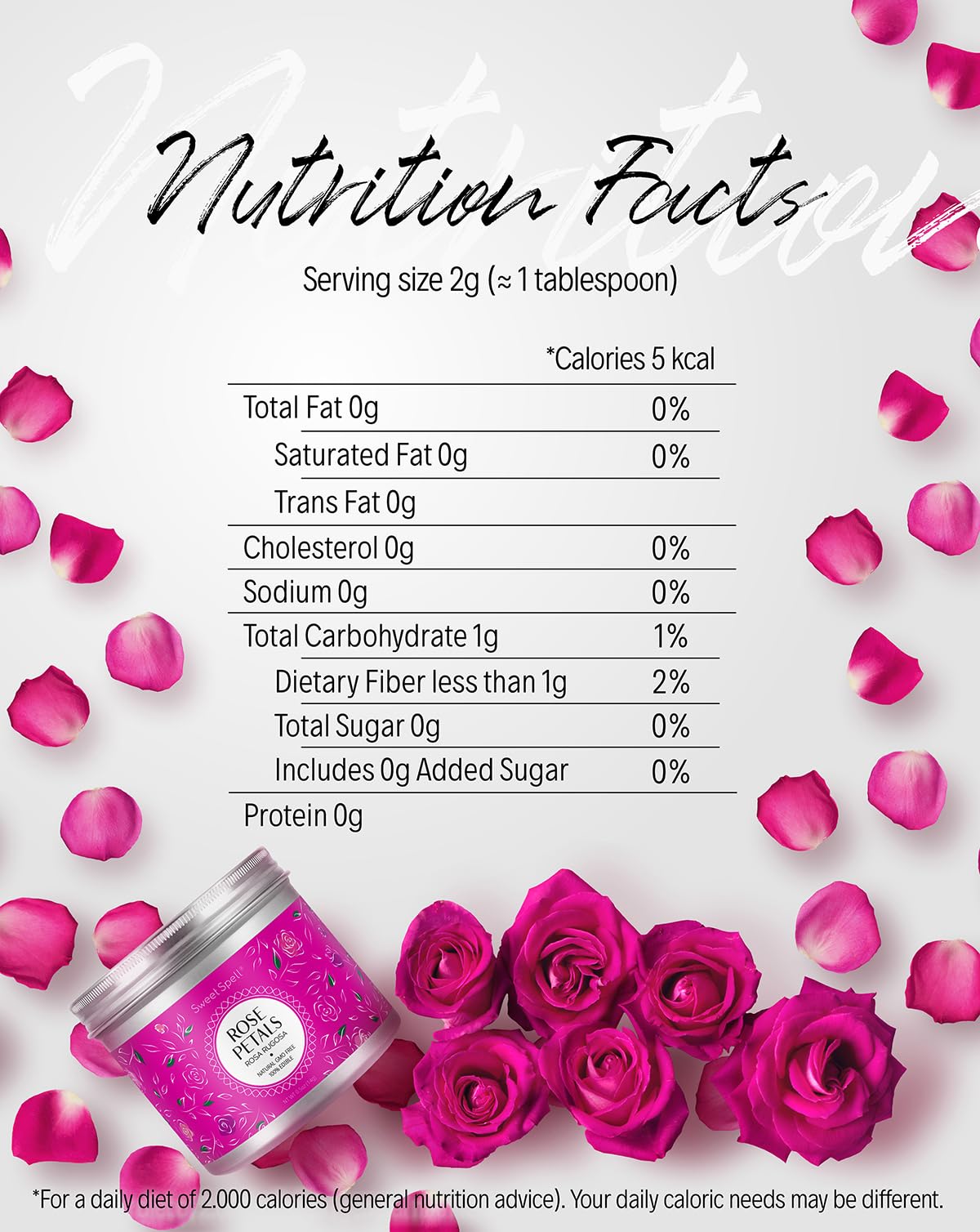 Sweet Spell Dried Rose Petals - Edible Flowers for Drinks, Cocktails, Cake Decorations - Ideal for Tea, Soap & Candle Making - 14g (0.5oz)
