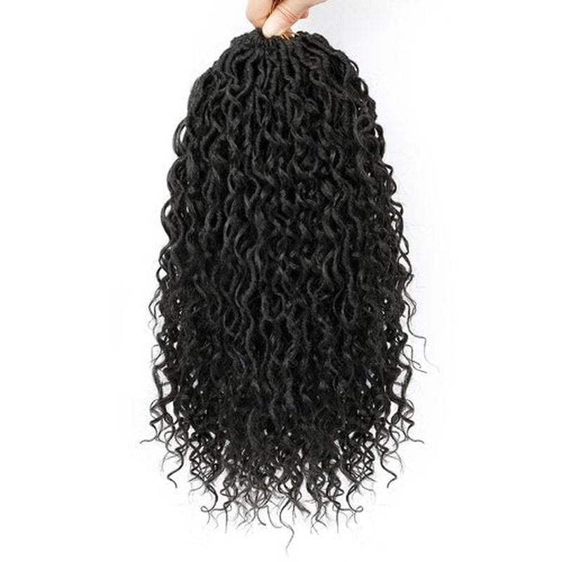 Col Bling Goddess Locs Crochet Hair for Black Women 14 Inch, 8 Packs Faux Locs Crochet Hair, Boho Style River Locs Hair with Curly Ends (14Inch, 1B, 8Packs)