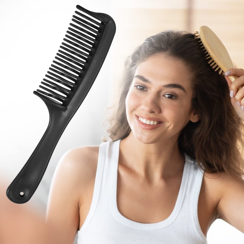 VOCOSTE Detangling Hair Comb, Double Row Tooth Hair Comb Hairdressing Styling Tool for Curly Hair, Black, 7.87"x1.77"