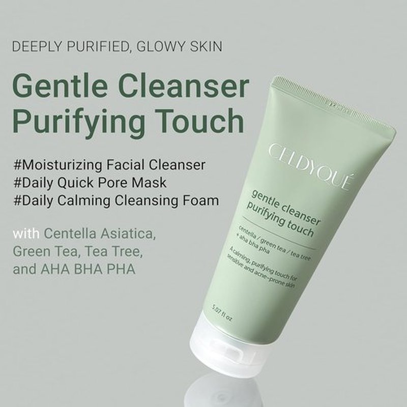 CELDYQUE Gentle Cleanser - Purifying Face Wash with Centella & Tea Tree | Exfoliating Foam for Sensitive, Acne-Prone Skin | 5.07 fl oz