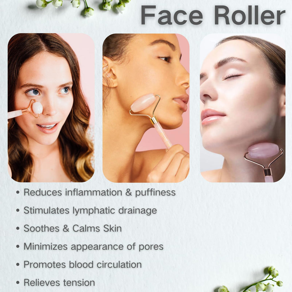 Skincare Tool Gifts Set for Her, Women, Daughter, Mom, Teen Girls - Gua Sha & Jade Roller, ice roller for face, Self Care Gifts Set, Eye Mask, with Greeting Card, Girlfriend Birthday Gift