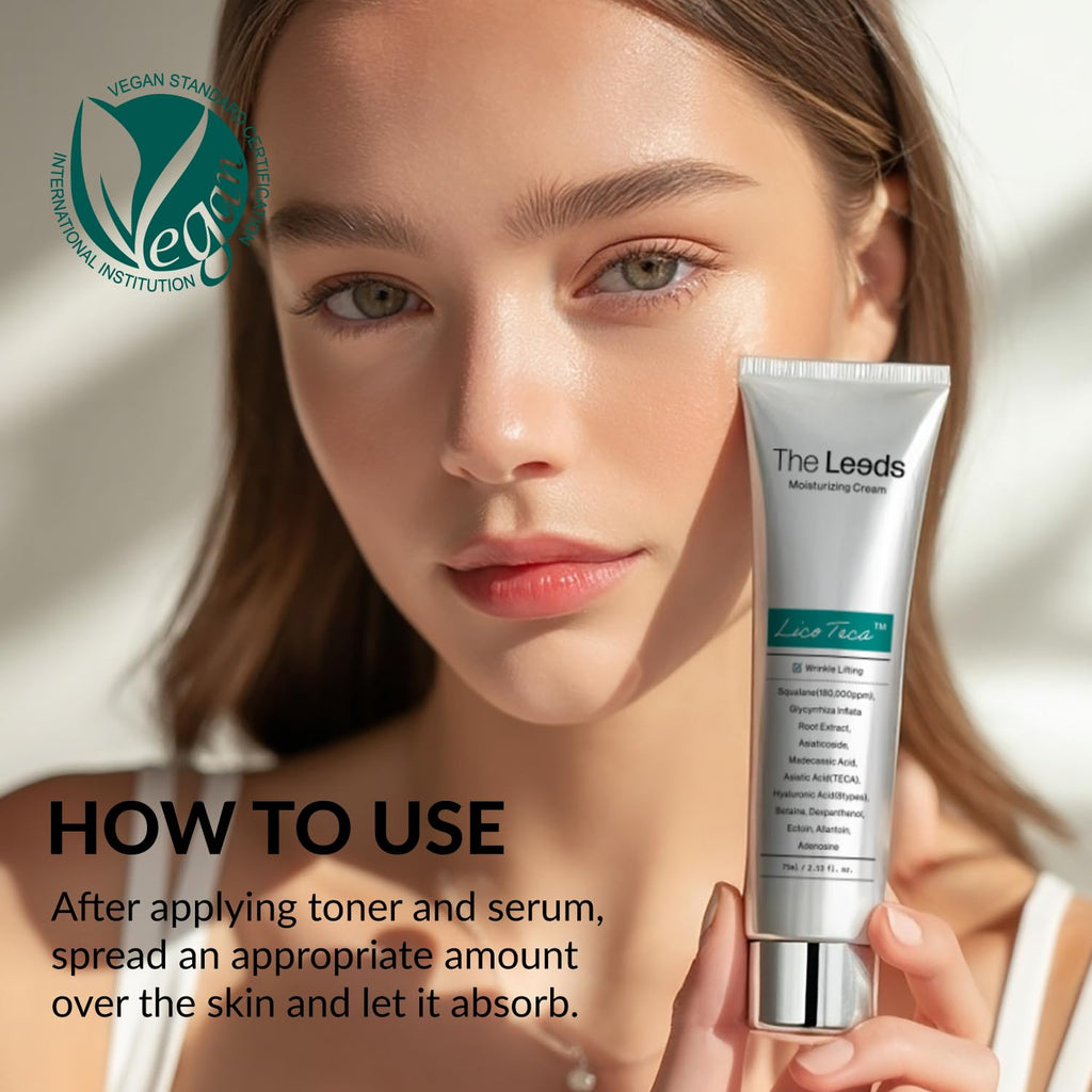 THELEEDS LicoTeca Moisturizing Cream 75ml(2.53 fl. oz.) | Korean Skincare Hydrating Facial Moisturizer for Sensitive & Dry Skin | Squalane 180,000ppm, Hyaluronic Acid, Ectoin, Dexpanthenol, Allantoin