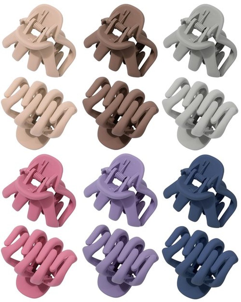 Butterfly Hair Clips: Flower Small Claw Clips for Women - 12pcs Matte Cute Hair Clips for Girls (Octopus - Green/Purple/Brown/Blue/Pink/Yellow)