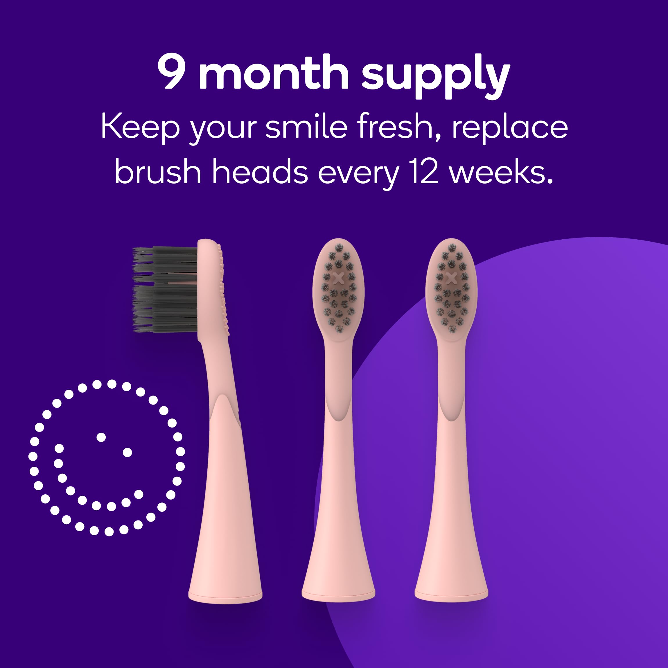 BURST Genuine Replacement Heads for Original Sonic Toothbrush (Rose Gold)
