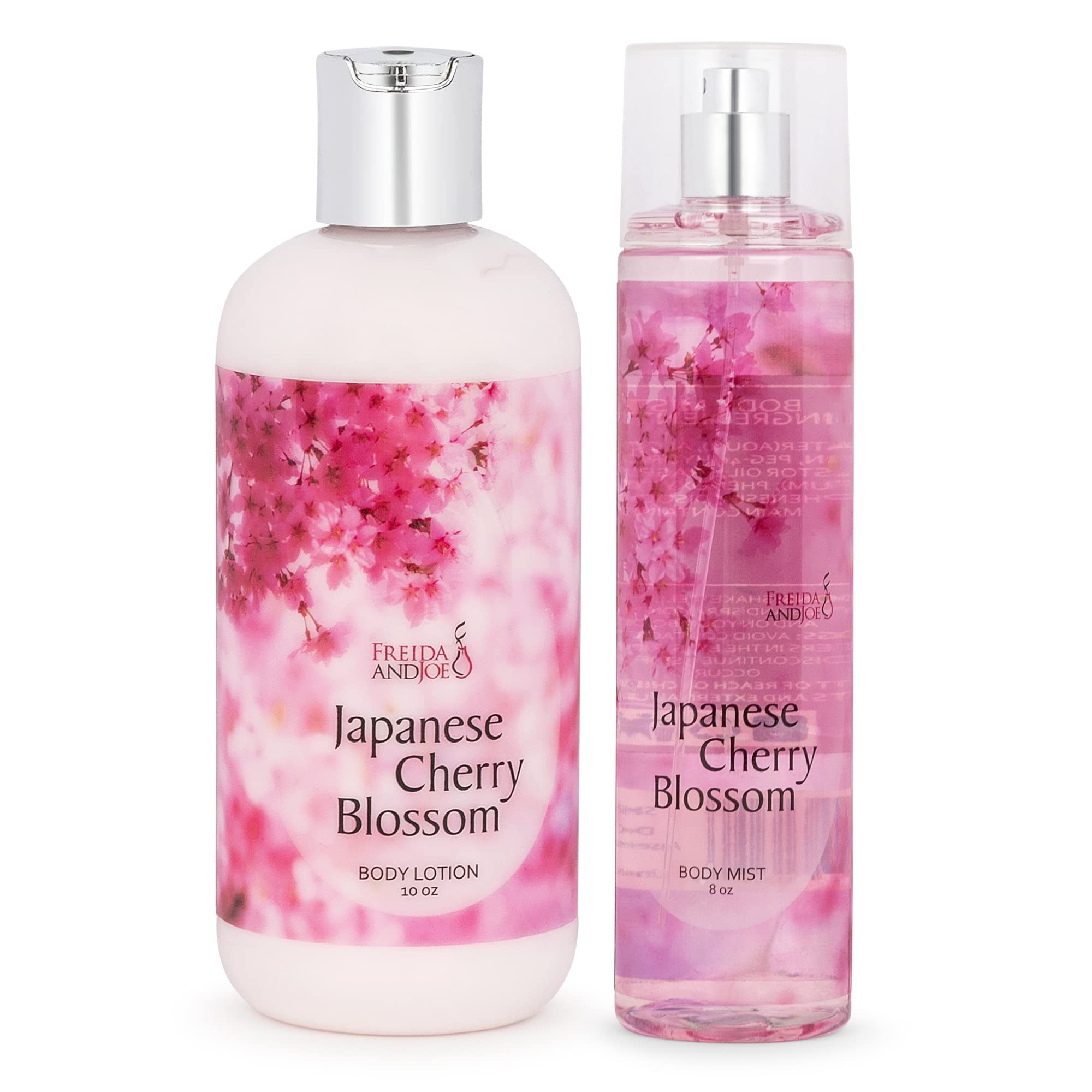 Home Spa Gift 10oz Deep Moisturizing Fragrance Body Lotion & 8 oz. Fine Fragrance Body Mist Set Self-Care Combo for Women & Girls (Cherry Blossom) – Mother's Day Gift for Mom