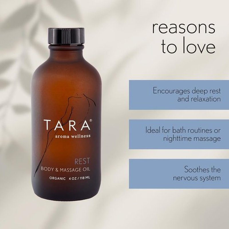 TARA Spa Therapy Body & Massage Oil - Premium Organic Relaxation Blend with Lavender, Chamomile & Sandalwood, 4 oz