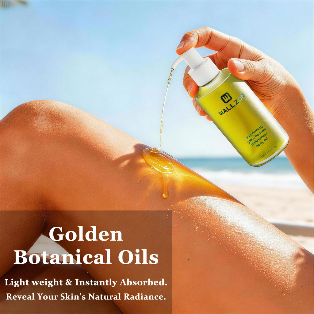 WALLZON Firming & Moisturizing Body Oil for Women with Seaweed Extract, 5 oz After Shower Skincare Oil, Non-Greasy, Lightweight, Fast-Absorbing, Improves Skin Elasticity, Citrus Scent
