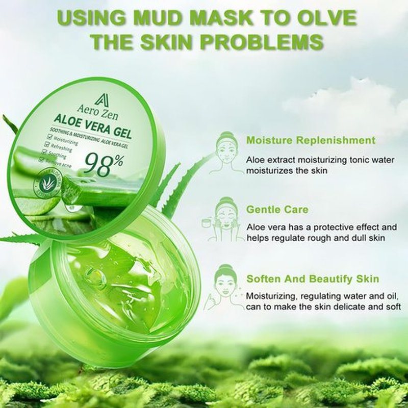 Organic Aloe Vera Gel for Face Made within 12 Hours of Harvest, 98% Pure Aloe Vera Gel for Skin, Scalp, & Hair, Soothing Aloe Face Moisturizer, Multipurpose Skin Care（20oz）