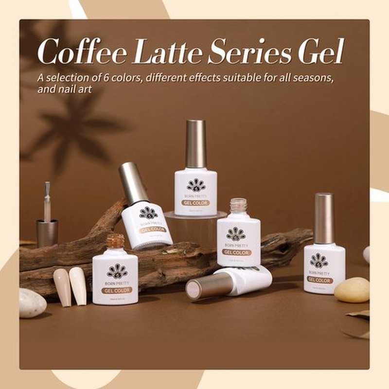 Born Pretty Gel Nail Polish 6 Colos,Nude Brown Skin Tone,Roasted Chestnuts Chocolate Gel Polish Collection Neutral Beige Khaki Gel Polish Kit All Seasons Nail Art Manicure DIY for Home Salon
