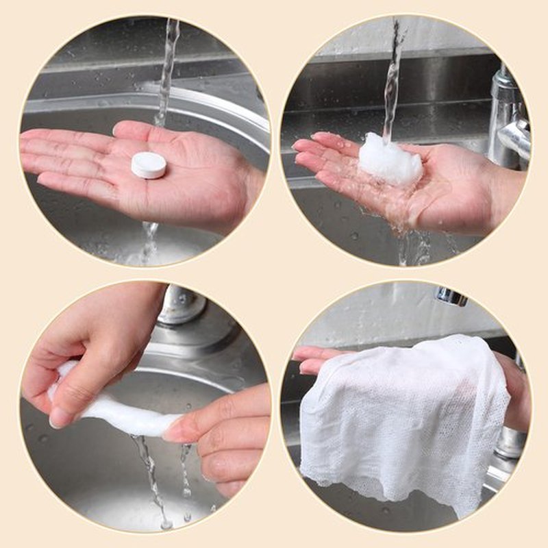 COMNICO 500 Pcs Compressed Towels, Bulk Disposable Face Towels Compressed Cotton Hand Wipe Expandable Wipes Portable Mini Washcloth for Outdoors Travel Hotel Hiking Camping