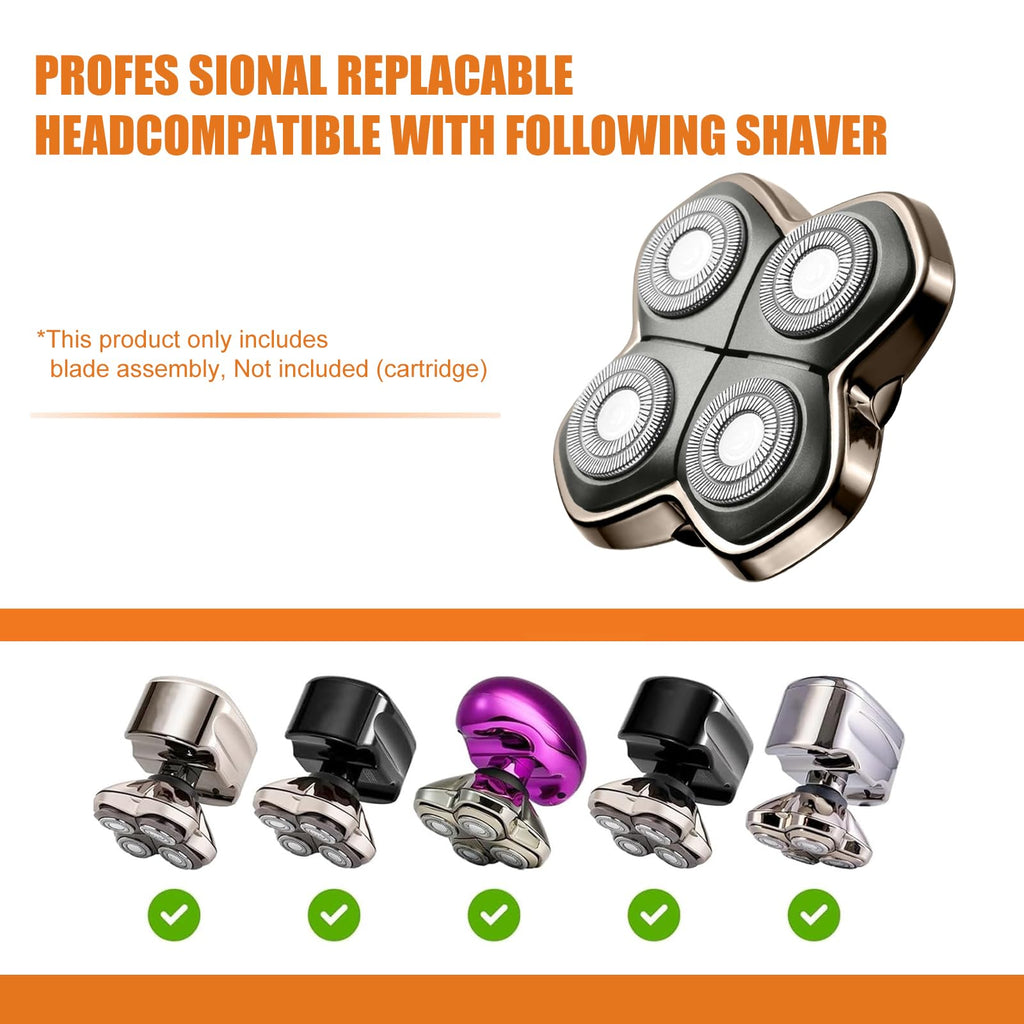 Replacement Blade Shaver PRO 4 Head for Skull Pitbull Shaver, 2Pack