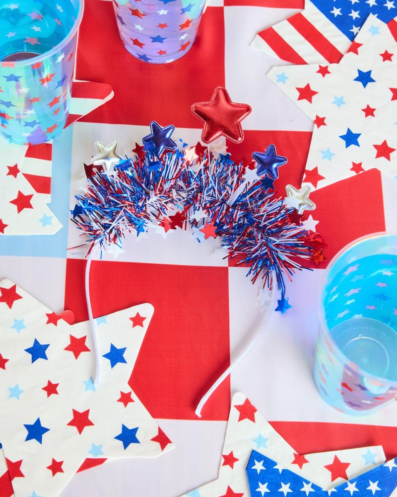 xo, Fetti Happy Fourth of July Star Headband | USA Party Favors, American Flag Supplies, 4th of July Decorations, Stars and Stripes Decor, Red White and Blue, Olympic Theme Bday Patriotic Accessory