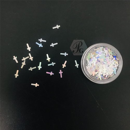 10g Pack - Sliver Cross Shape Glitter - Festival Rave Beauty Makeup Face Body Nail Art Tumbler Holiday DIY Decoration LB100