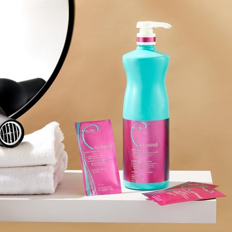 Malibu C ILLUMIN8 Shine Conditioner - Lightweight, Non-Greasy Formula for All Hair Types | Enhances Shine & Manageability