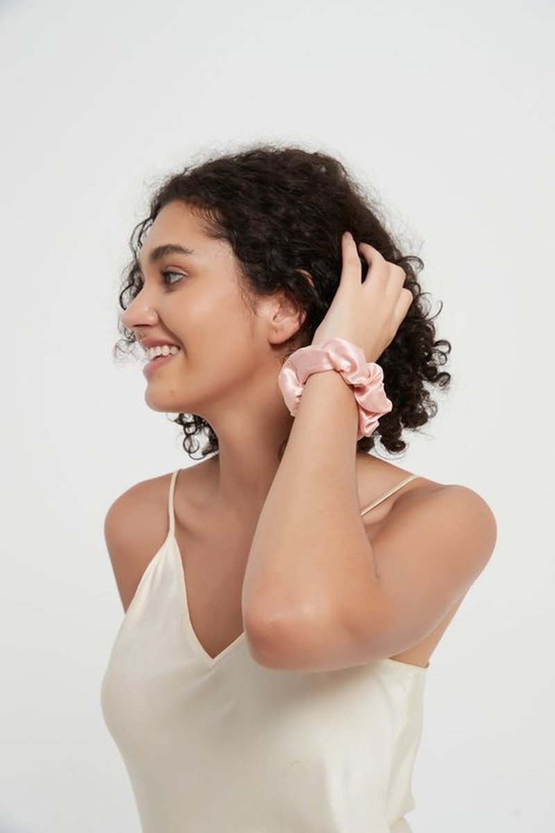 Alaska Bear 100% Mulberry Silk Hair Scrunchies, Elastic Bobbles Hair Ties Band for Women Hair Care(3pcs, Pink, Silver, Ivory)