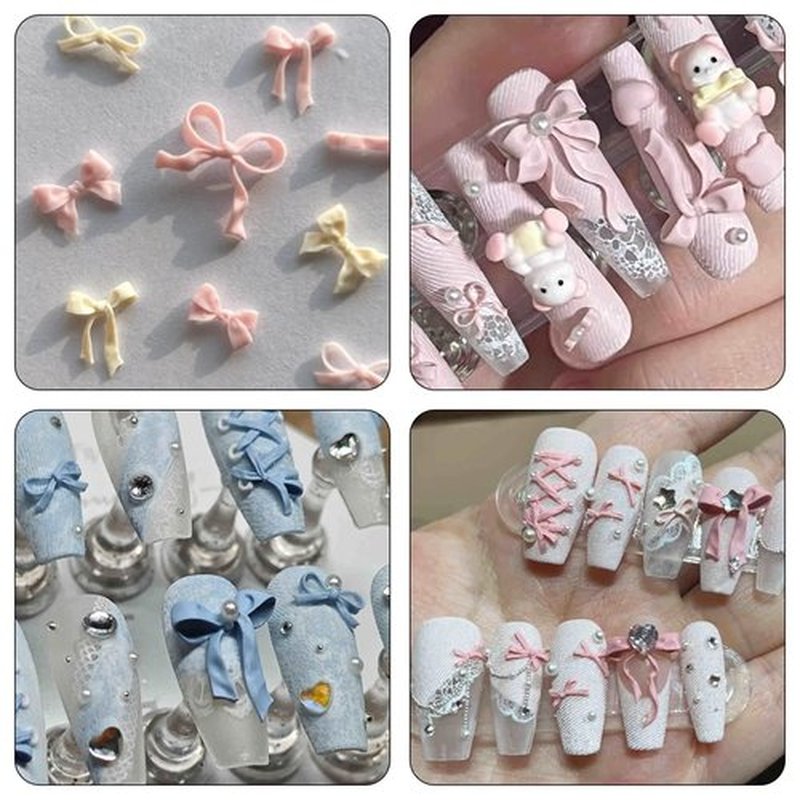 Bow Silicone Nail Molds, 3D Mix Bows Nail Stencils Silicone Molds Carving Bow Knots Design Template Art Accessories Tools for Charms Art Decorations