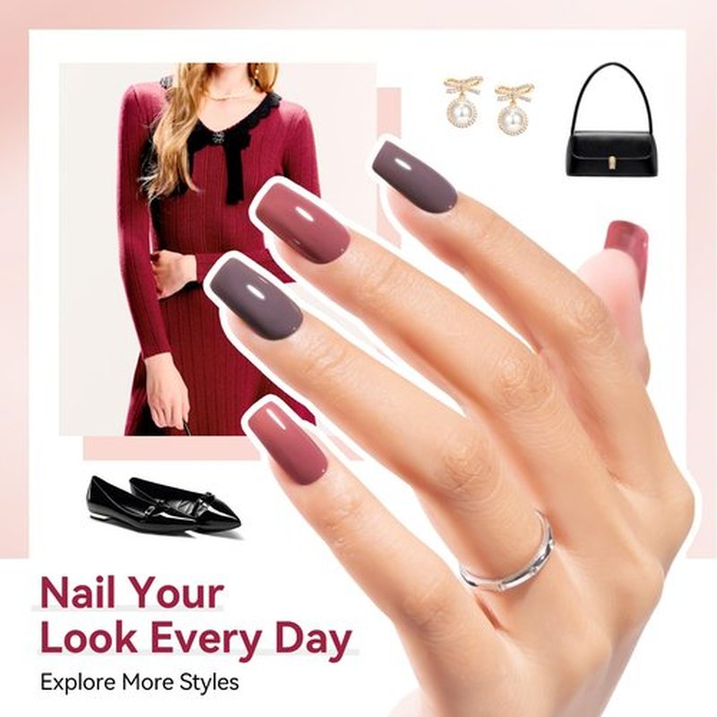 Nailshion Nude Grays Nail Polish Set, 6 Colors Nude Pink Brown Red Dusty Rose Nail Polishes Neutral Color for All Seasons, Fast Air Dry Nail Art DIY at Home Manicure Gift for Women Girls