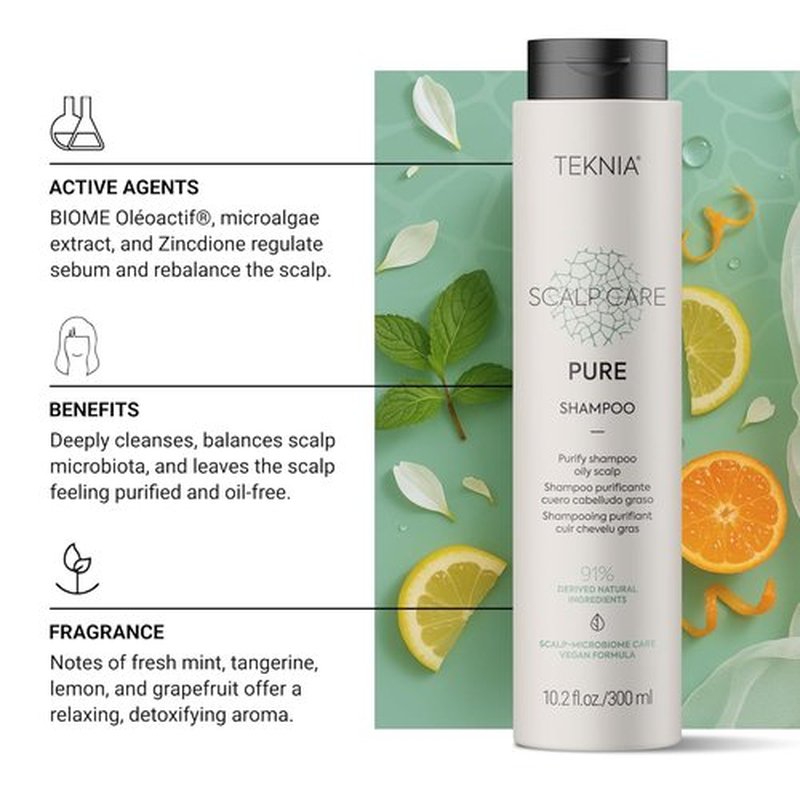 Lakmé Teknia Scalp Care Shampoo - Pure Purifying Formula for Oily Scalp | 33.8 Fl Oz